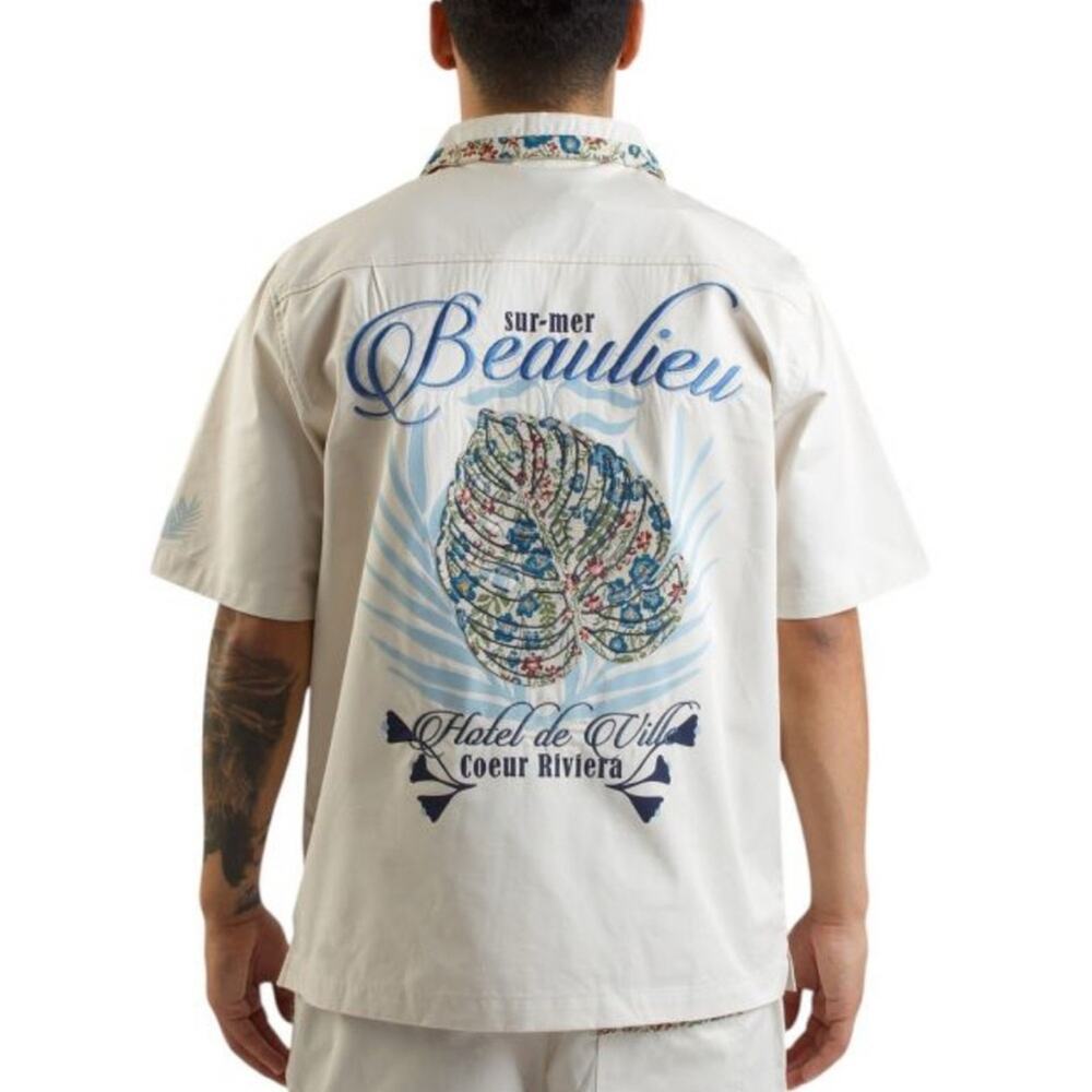 🌴 The‎ Grindhouse Denim Co. Beaulieu Sur-Mer Embroidered Shirt 2XL XXL Men’s